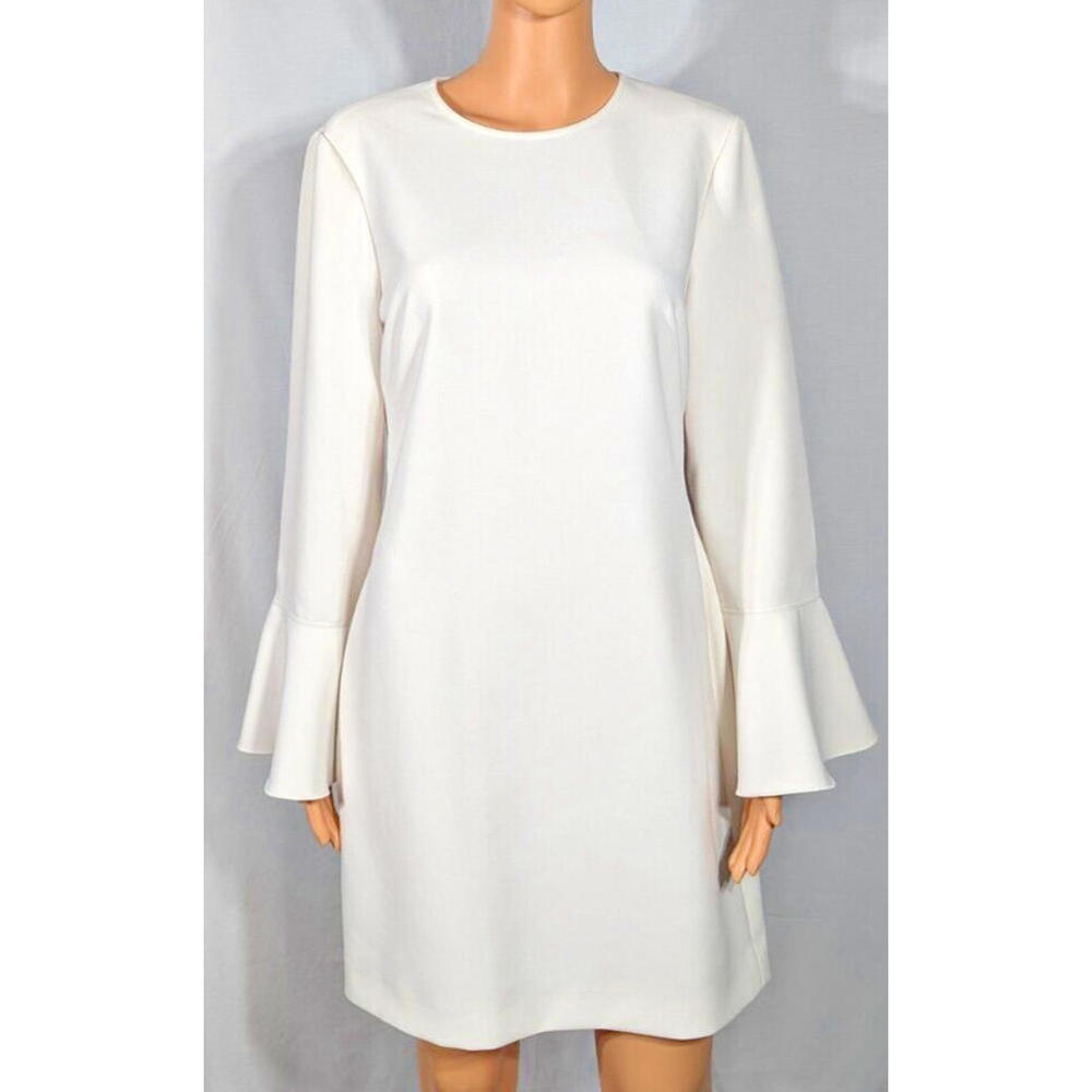 ELIZABETH AND JAMES Dress Size 10 Off White Bell Sleeves Quiet Luxury KneeLength